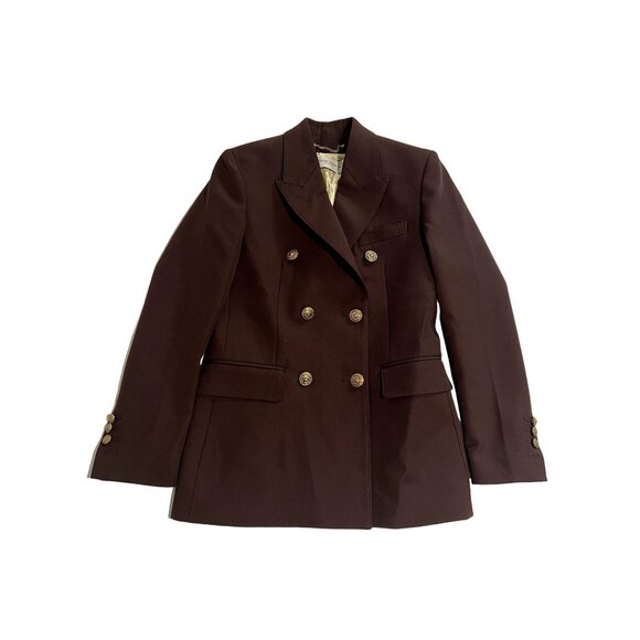 Golden Goose Double Breasted Blazer in Coffee-Colored Wool Gabardine Chicory - Picture 1 of 5